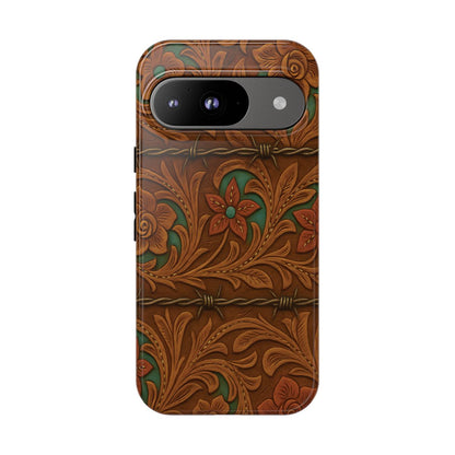Faux Tooled Flowers + Barbed Wire Tough Case