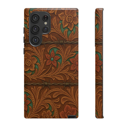 Faux Tooled Flowers + Barbed Wire Tough Case