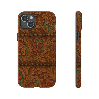 Faux Tooled Flowers + Barbed Wire Tough Case