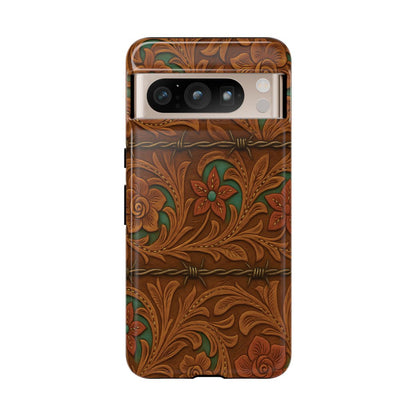 Faux Tooled Flowers + Barbed Wire Tough Case