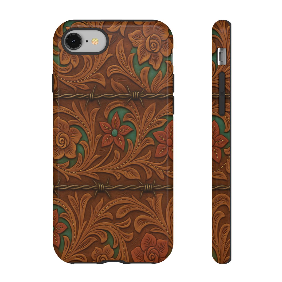 Faux Tooled Flowers + Barbed Wire Tough Case