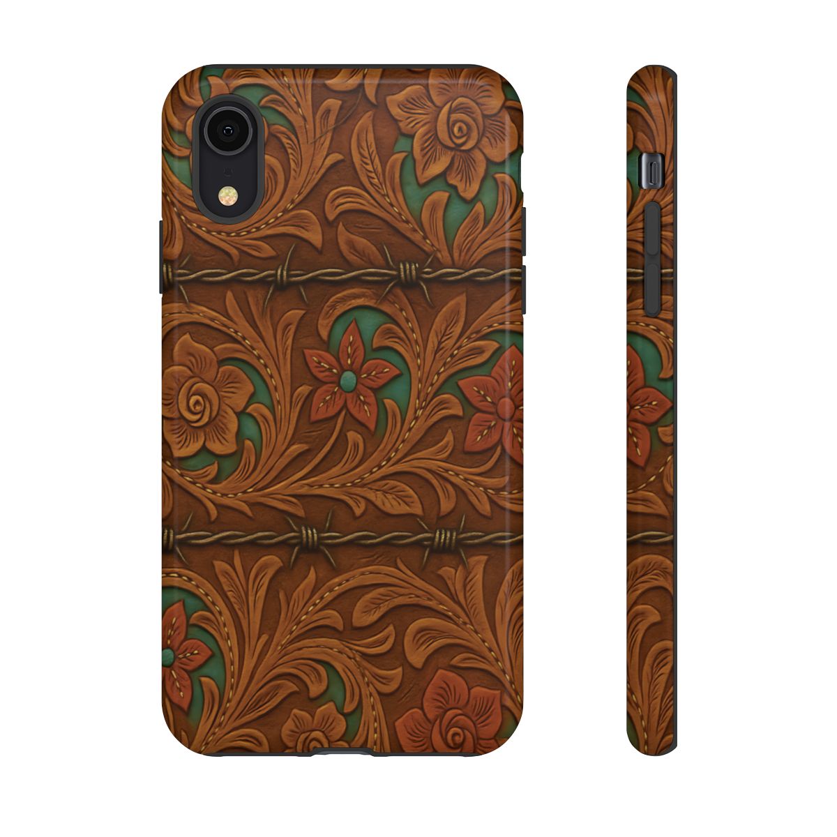 Faux Tooled Flowers + Barbed Wire Tough Case