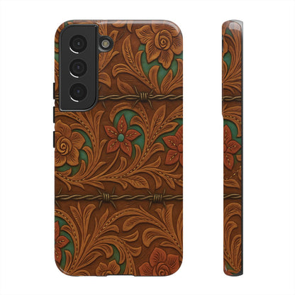 Faux Tooled Flowers + Barbed Wire Tough Case
