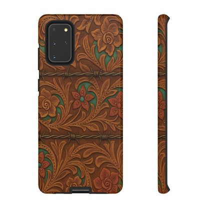 Faux Tooled Flowers + Barbed Wire Tough Case
