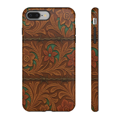 Faux Tooled Flowers + Barbed Wire Tough Case