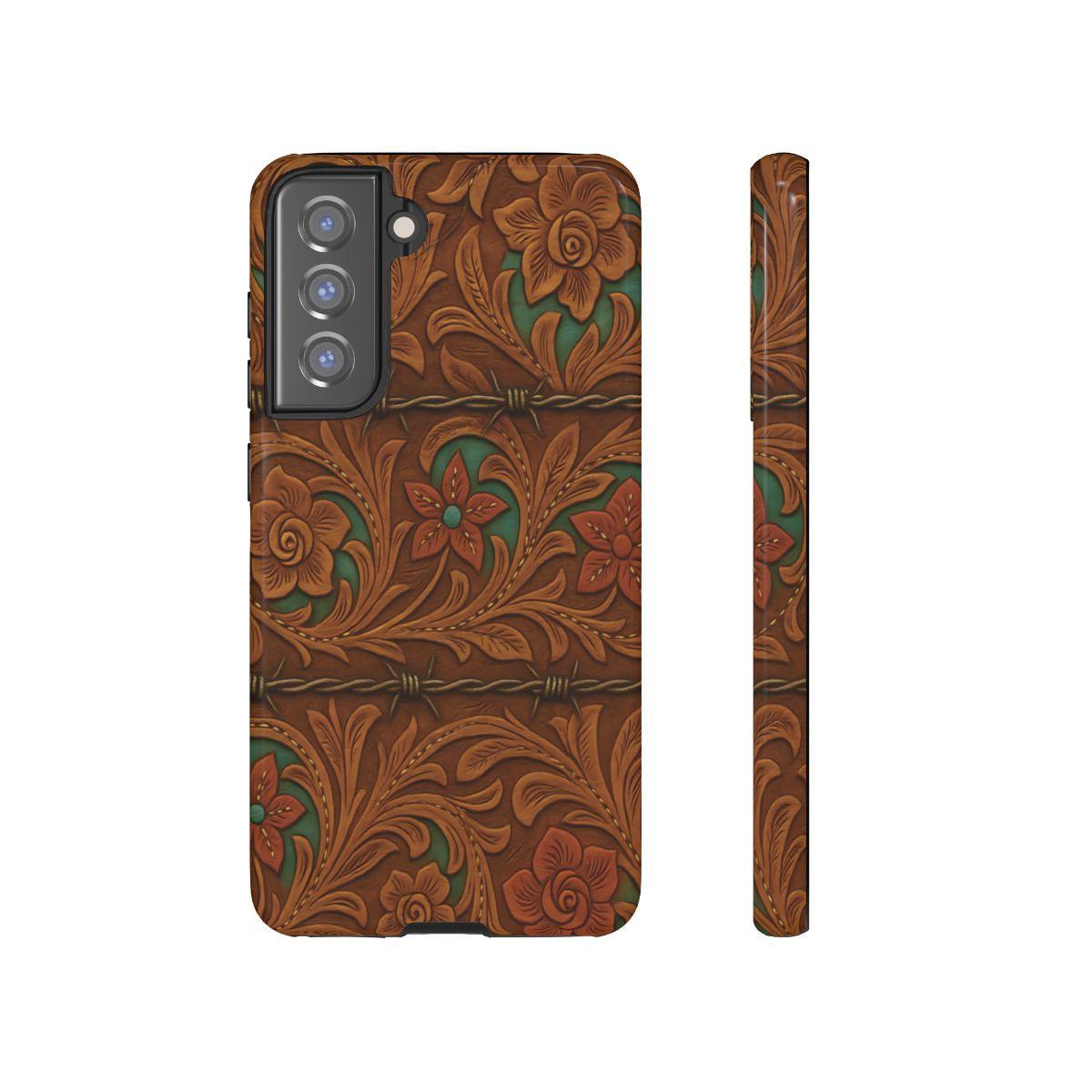Faux Tooled Flowers + Barbed Wire Tough Case