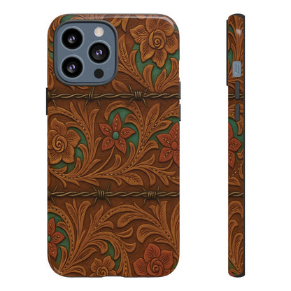 Faux Tooled Flowers + Barbed Wire Tough Case