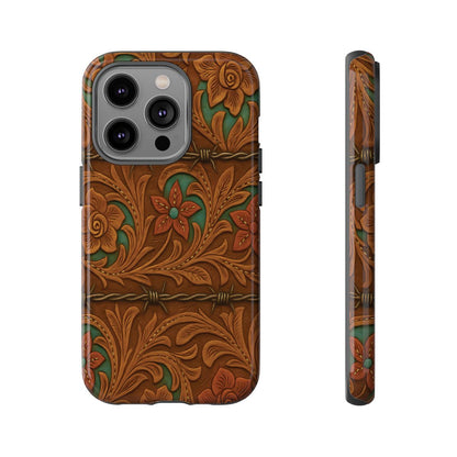 Faux Tooled Flowers + Barbed Wire Tough Case