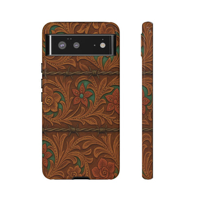 Faux Tooled Flowers + Barbed Wire Tough Case