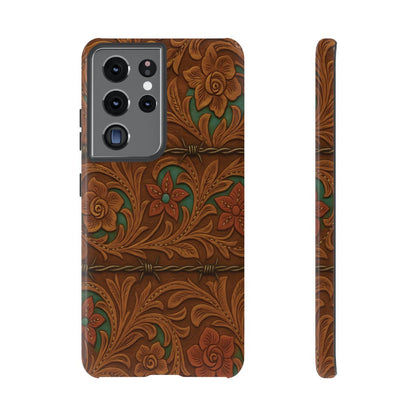 Faux Tooled Flowers + Barbed Wire Tough Case