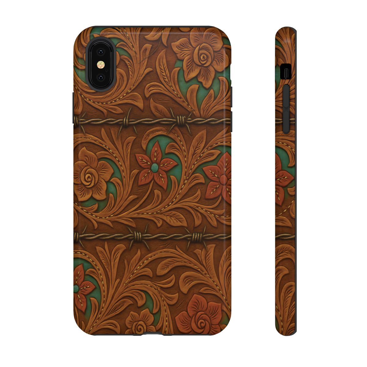 Faux Tooled Flowers + Barbed Wire Tough Case