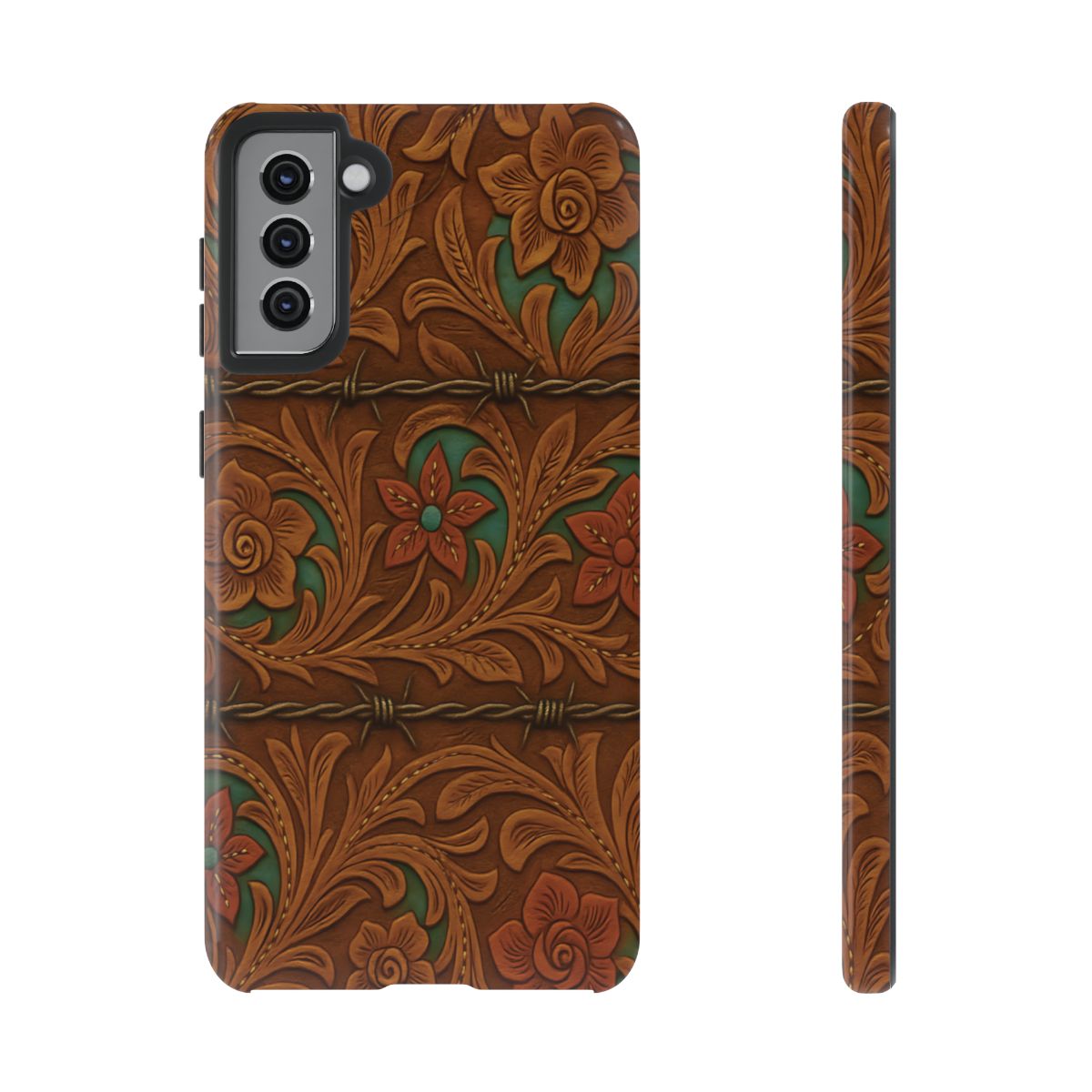 Faux Tooled Flowers + Barbed Wire Tough Case