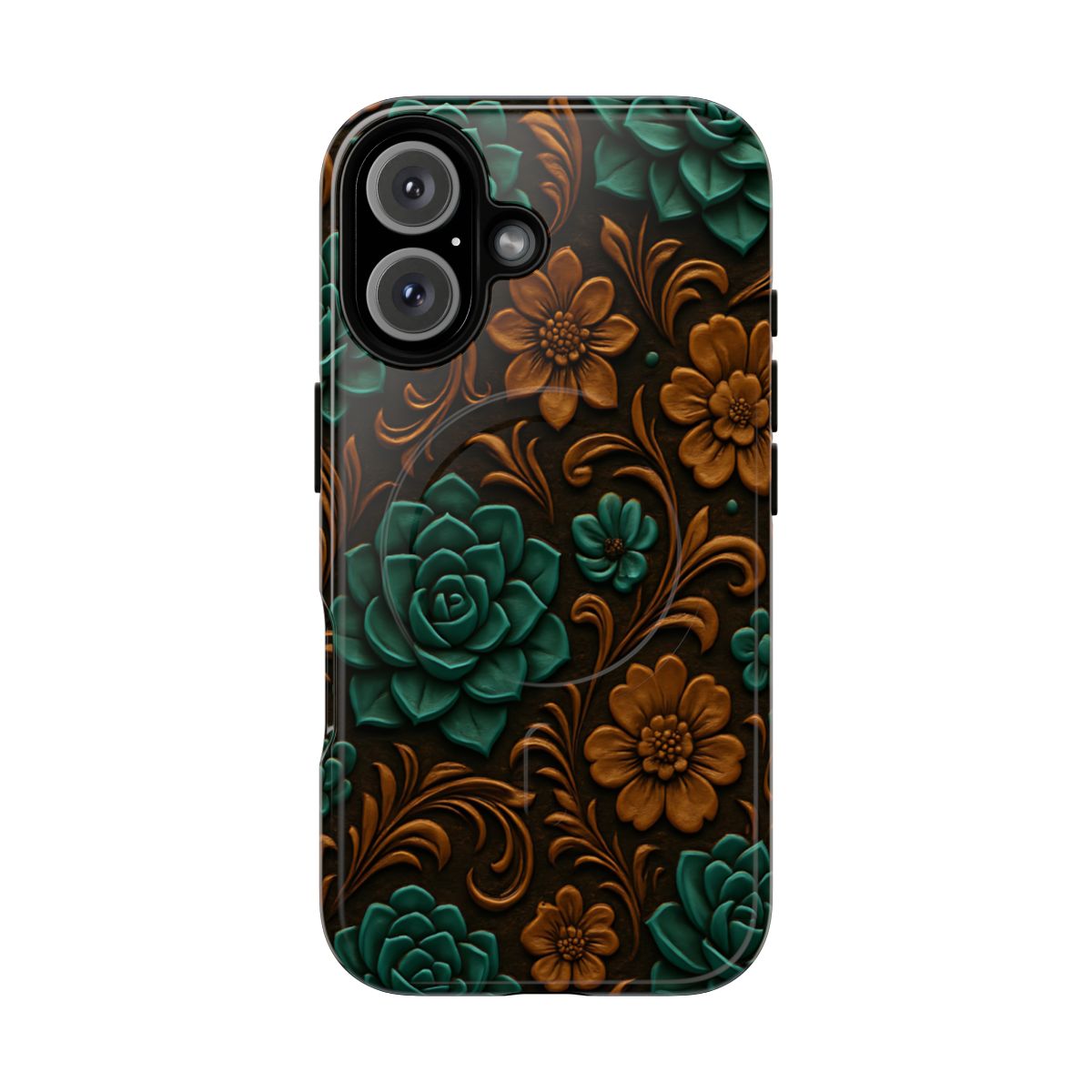 Faux Tooled Succulents Magnetic Case
