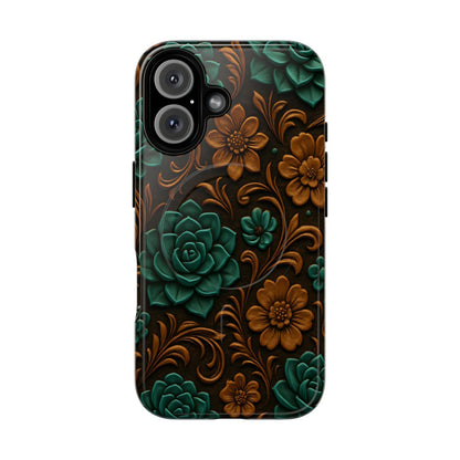 Faux Tooled Succulents Magnetic Case