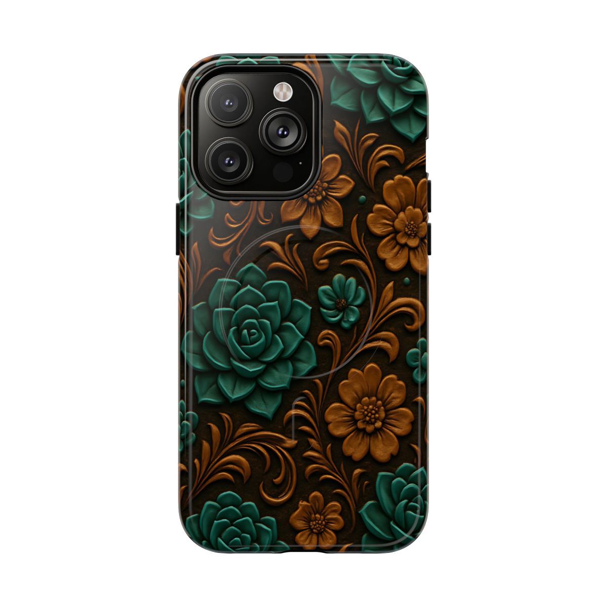 Faux Tooled Succulents Magnetic Case