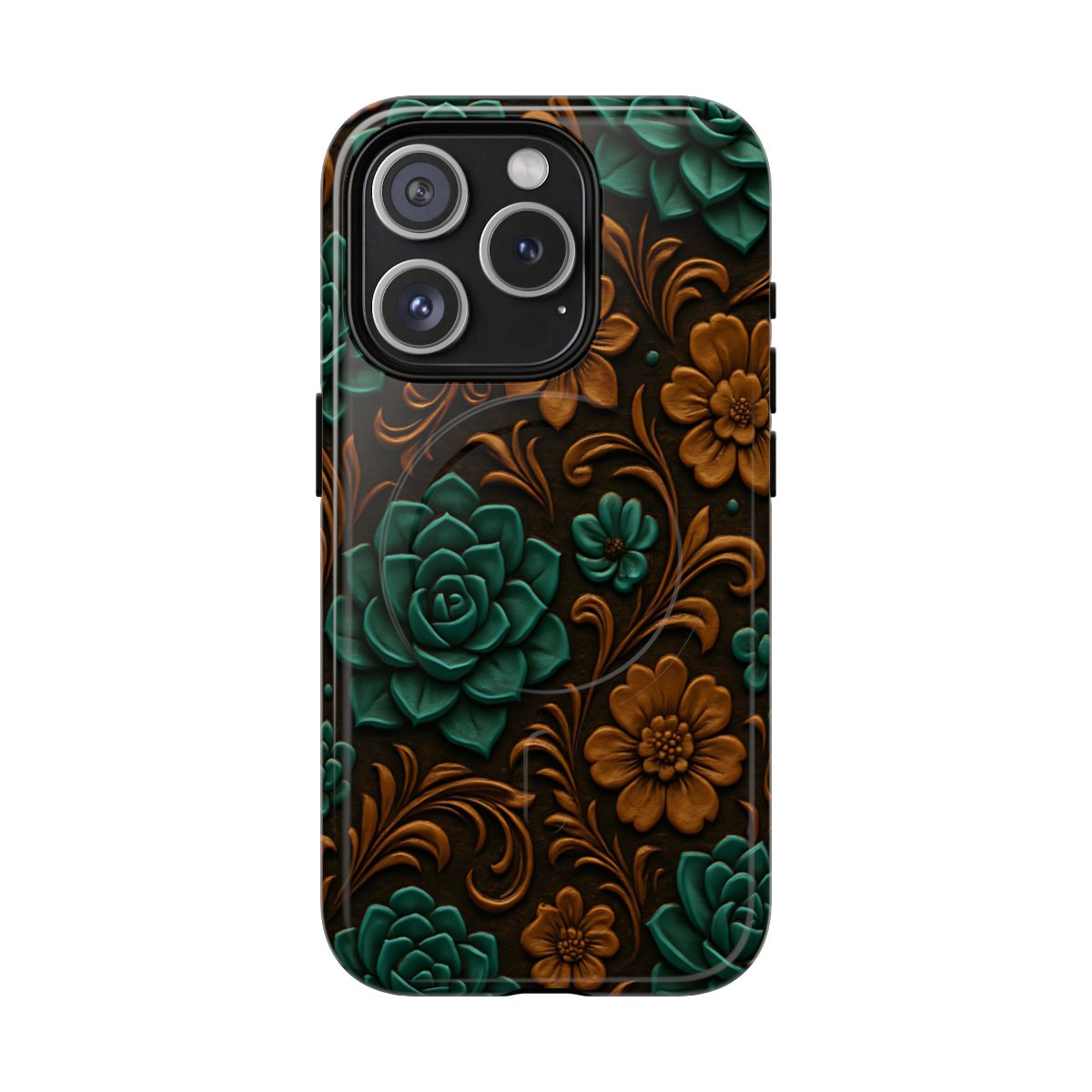 Faux Tooled Succulents Magnetic Case