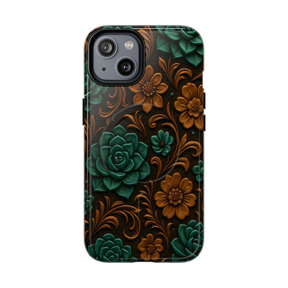 Faux Tooled Succulents Magnetic Case
