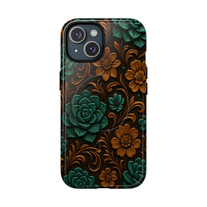 Faux Tooled Succulents Magnetic Case