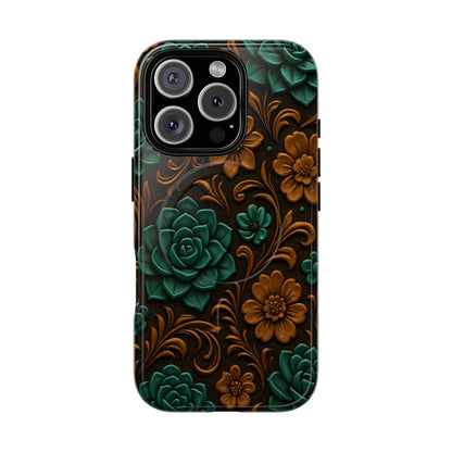 Faux Tooled Succulents Magnetic Case