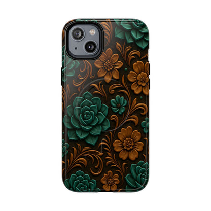 Faux Tooled Succulents Magnetic Case