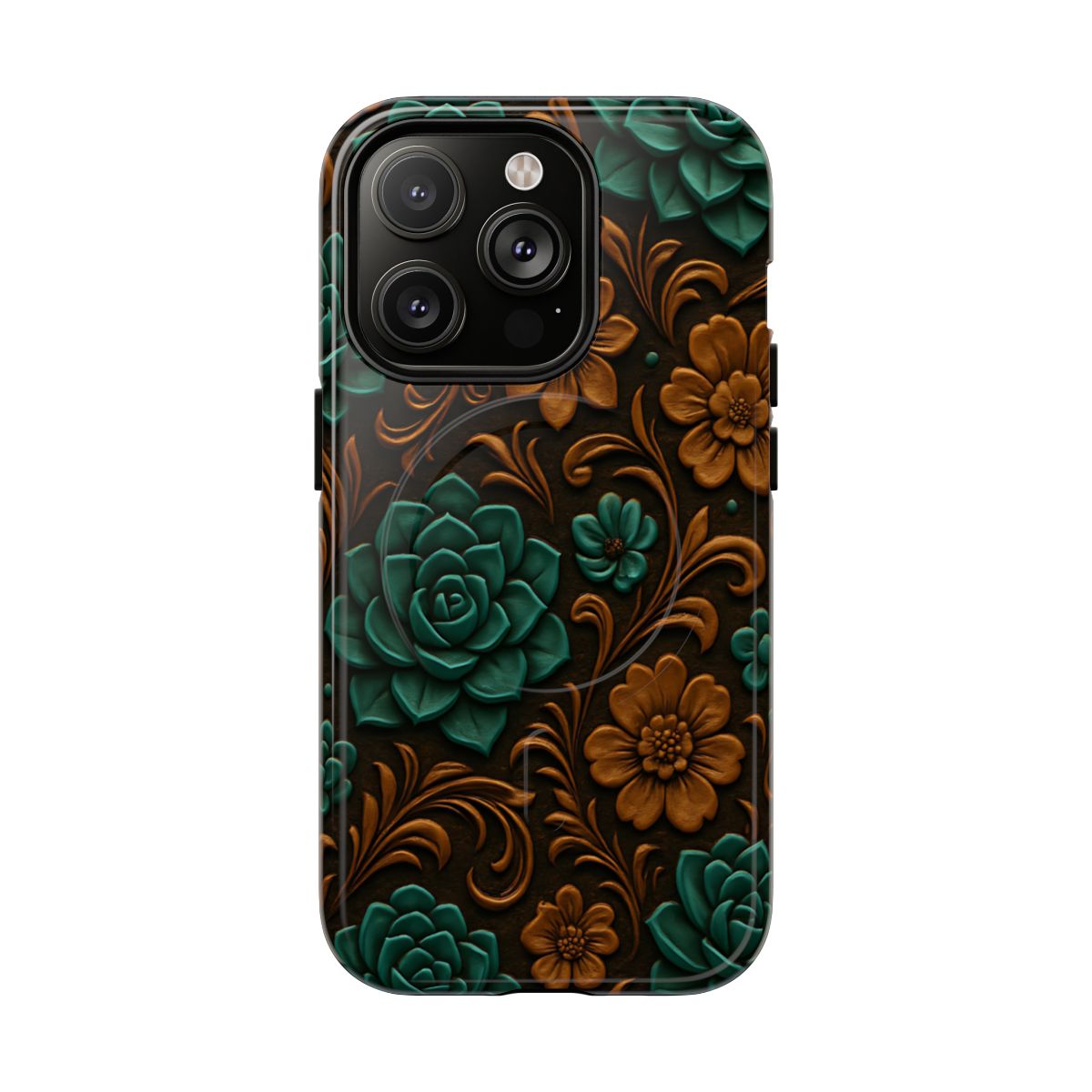 Faux Tooled Succulents Magnetic Case