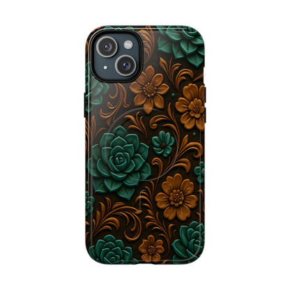 Faux Tooled Succulents Magnetic Case
