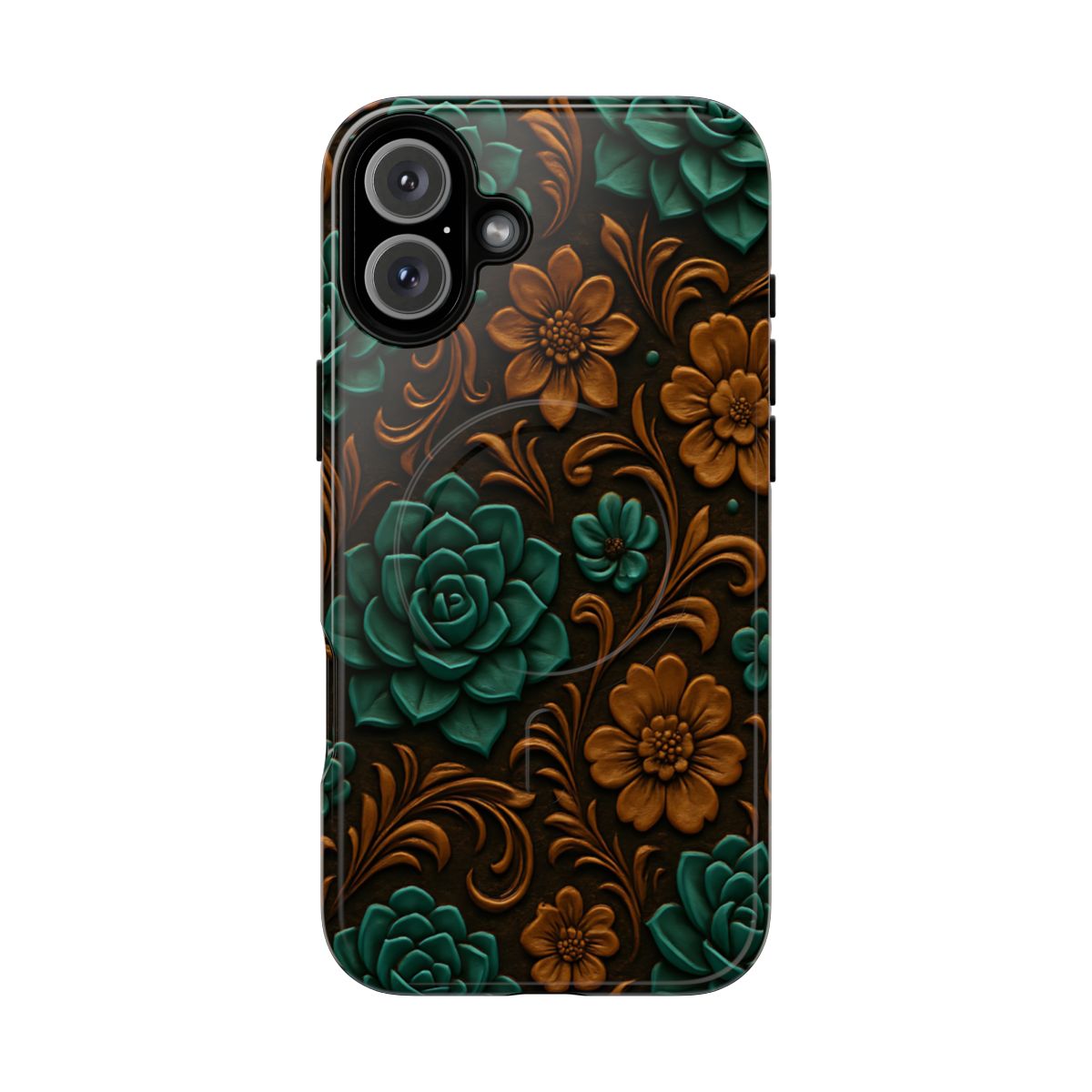 Faux Tooled Succulents Magnetic Case