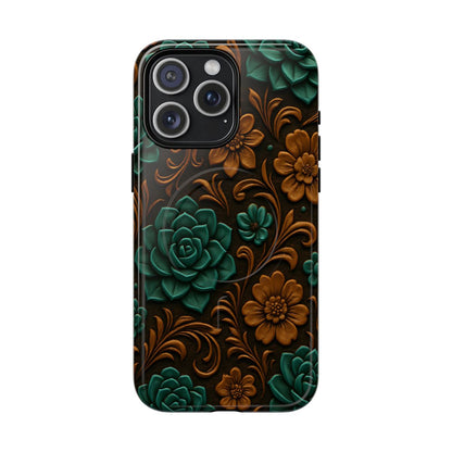 Faux Tooled Succulents Magnetic Case