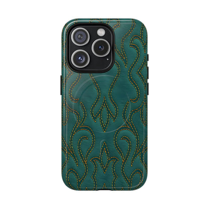 Faux Tooled Teal Stitch Magnetic Case