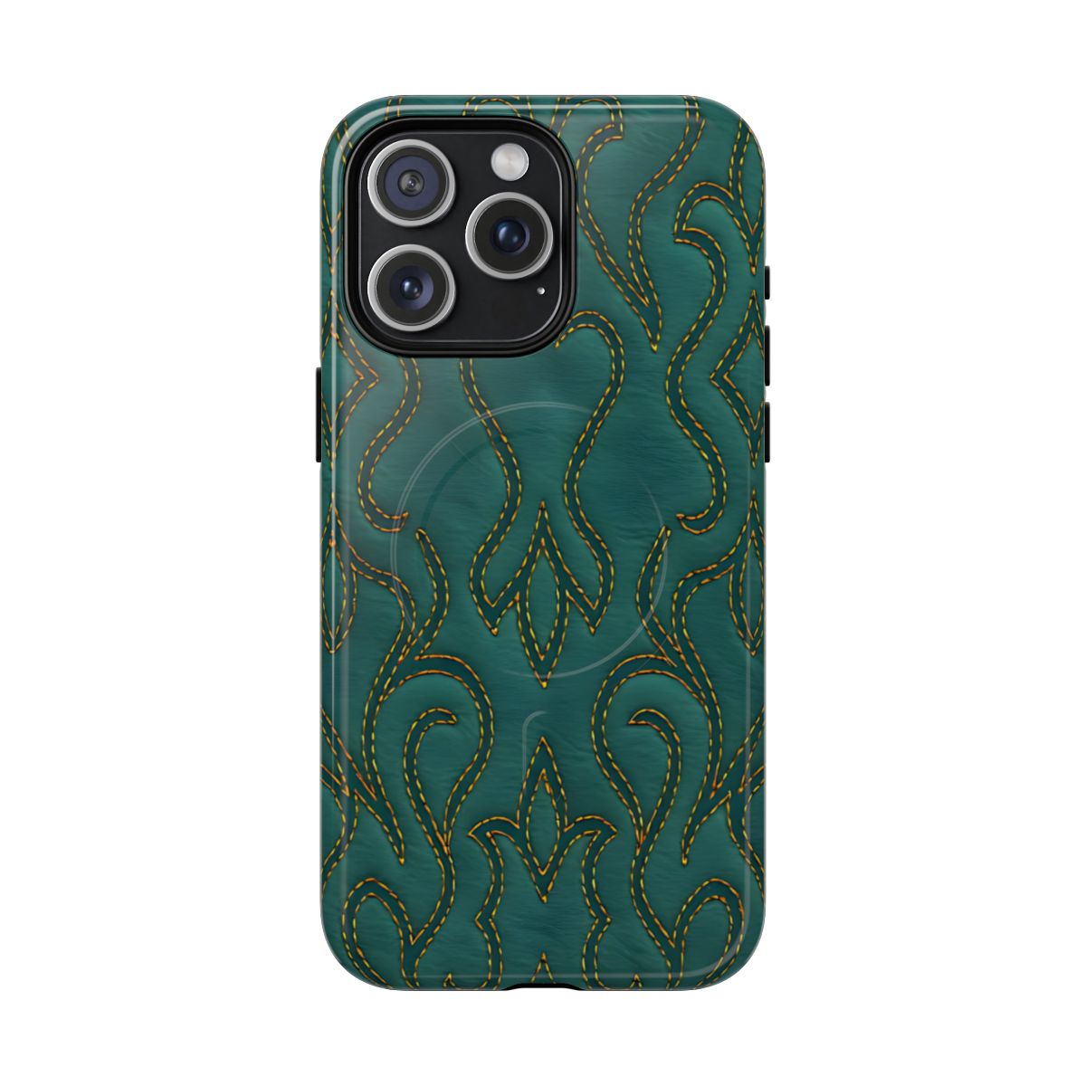 Faux Tooled Teal Stitch Magnetic Case
