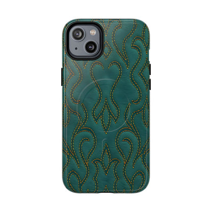 Faux Tooled Teal Stitch Magnetic Case