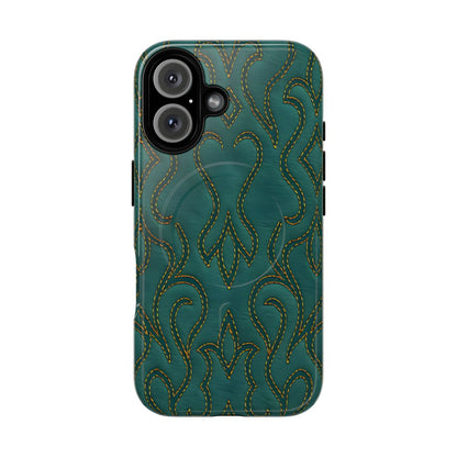 Faux Tooled Teal Stitch Magnetic Case