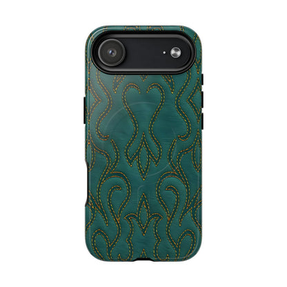 Faux Tooled Teal Stitch Magnetic Case
