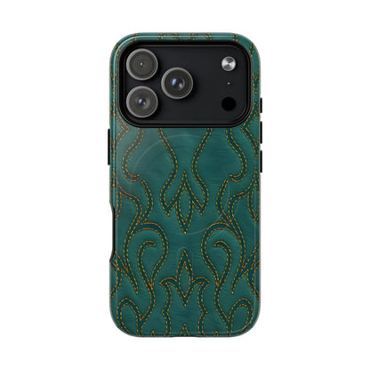 Faux Tooled Teal Stitch Magnetic Case