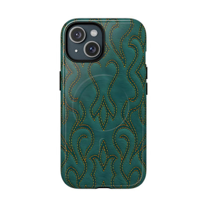 Faux Tooled Teal Stitch Magnetic Case
