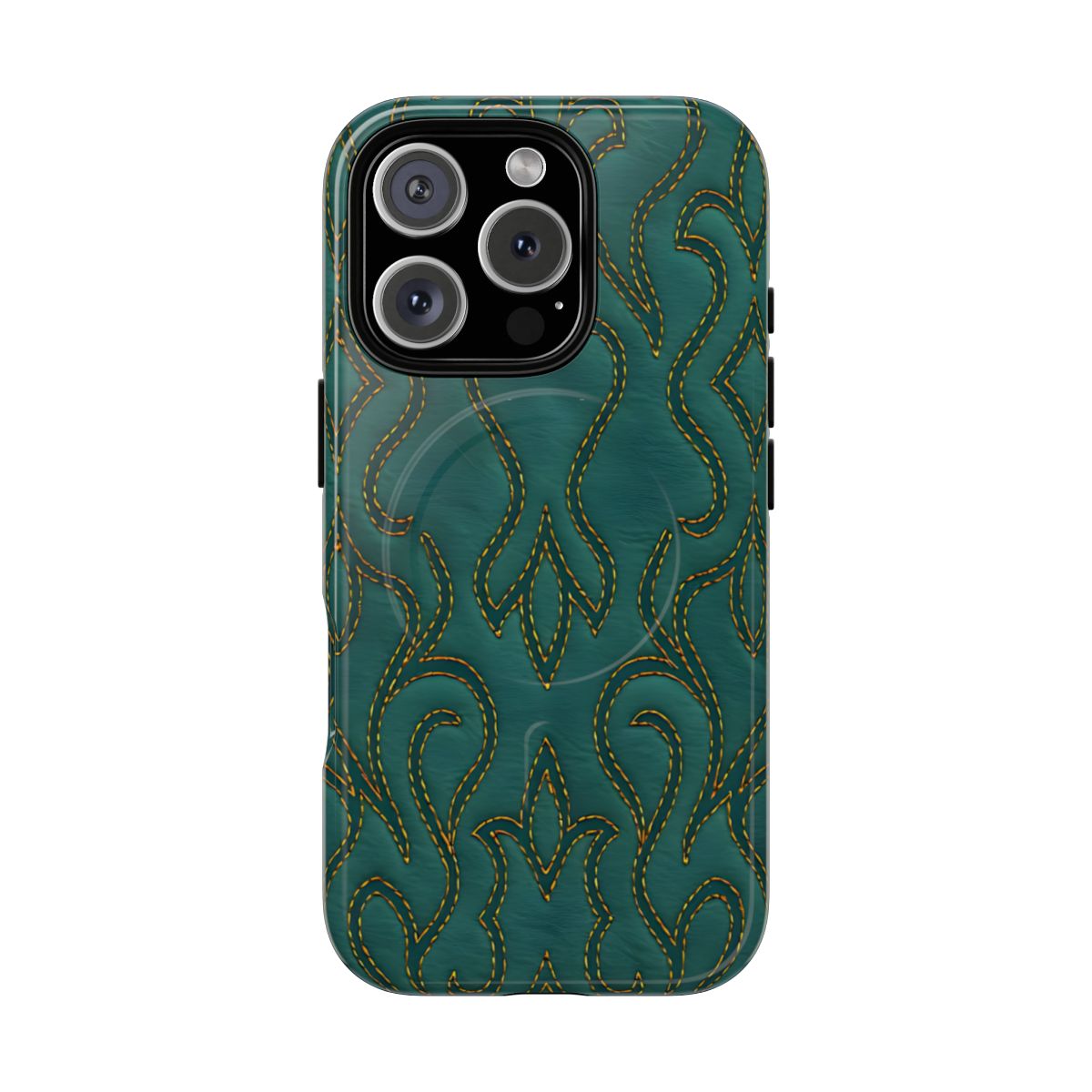Faux Tooled Teal Stitch Magnetic Case