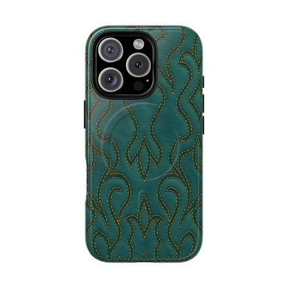 Faux Tooled Teal Stitch Magnetic Case