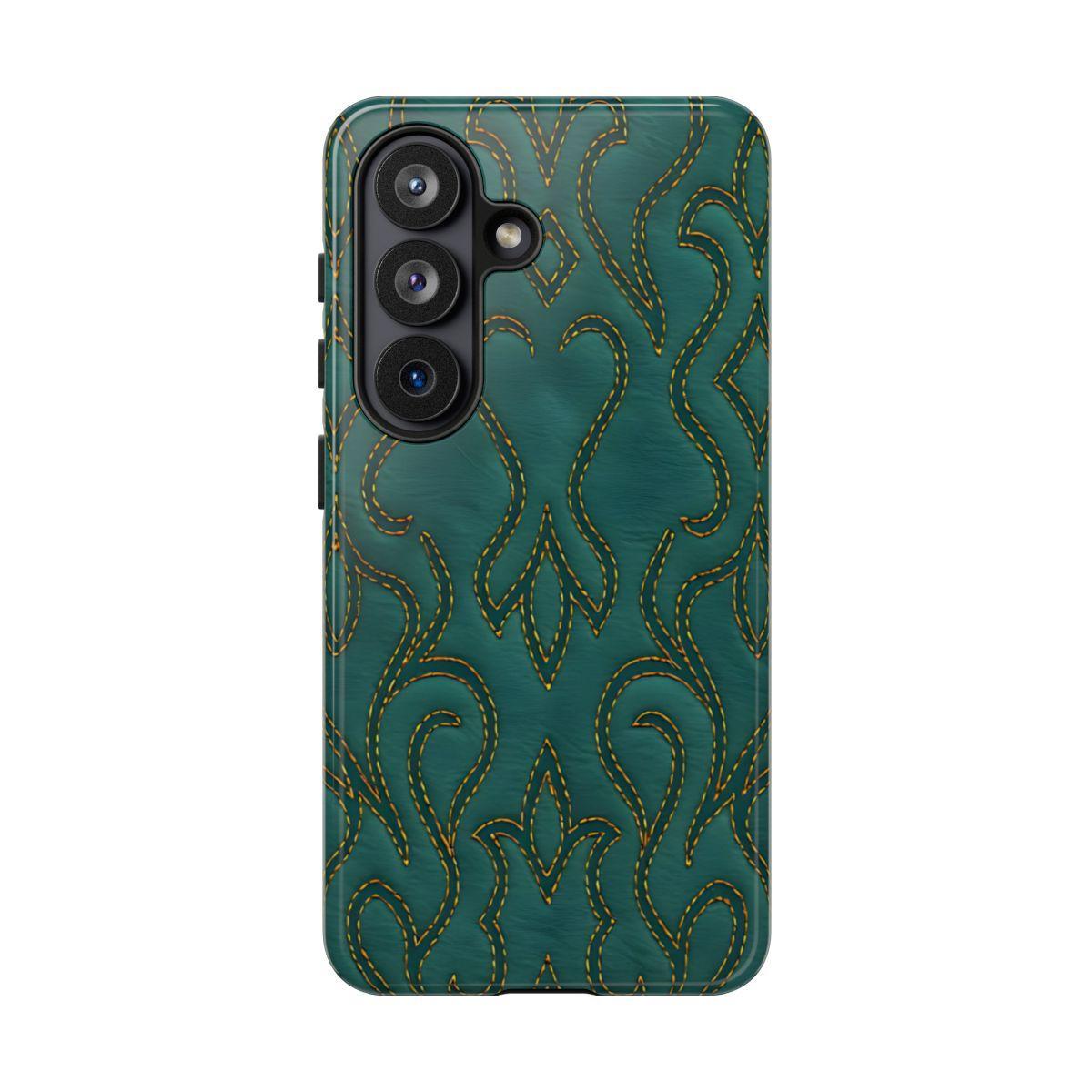 Faux Tooled Teal Stitch Tough Case