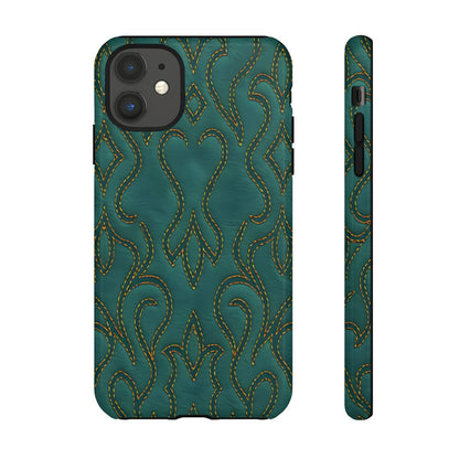 Faux Tooled Teal Stitch Tough Case