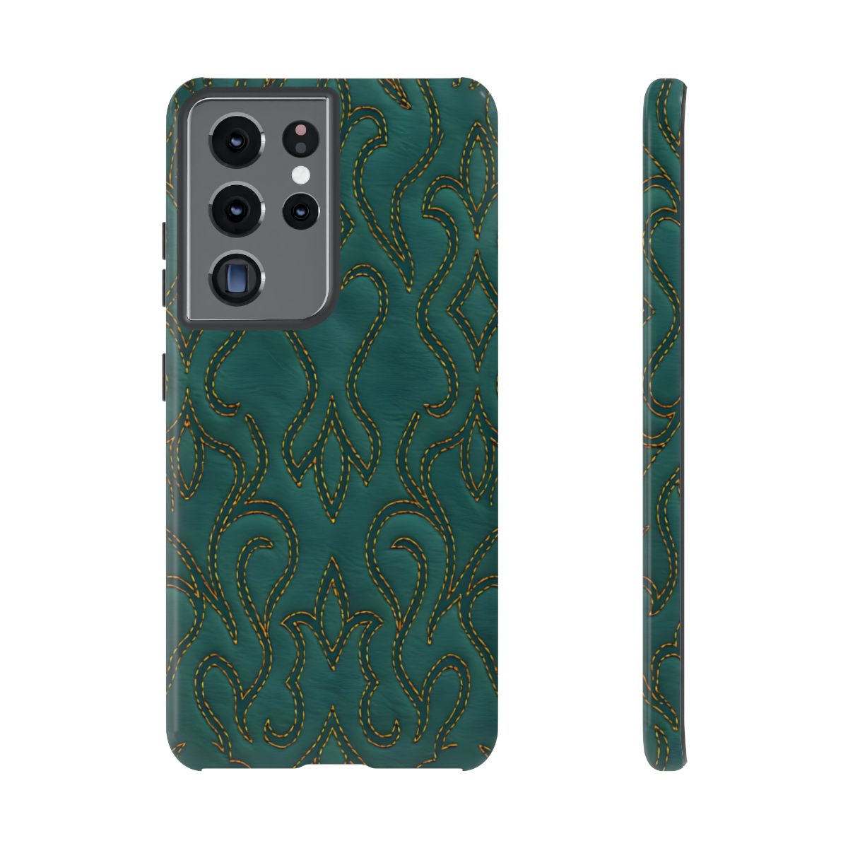 Faux Tooled Teal Stitch Tough Case