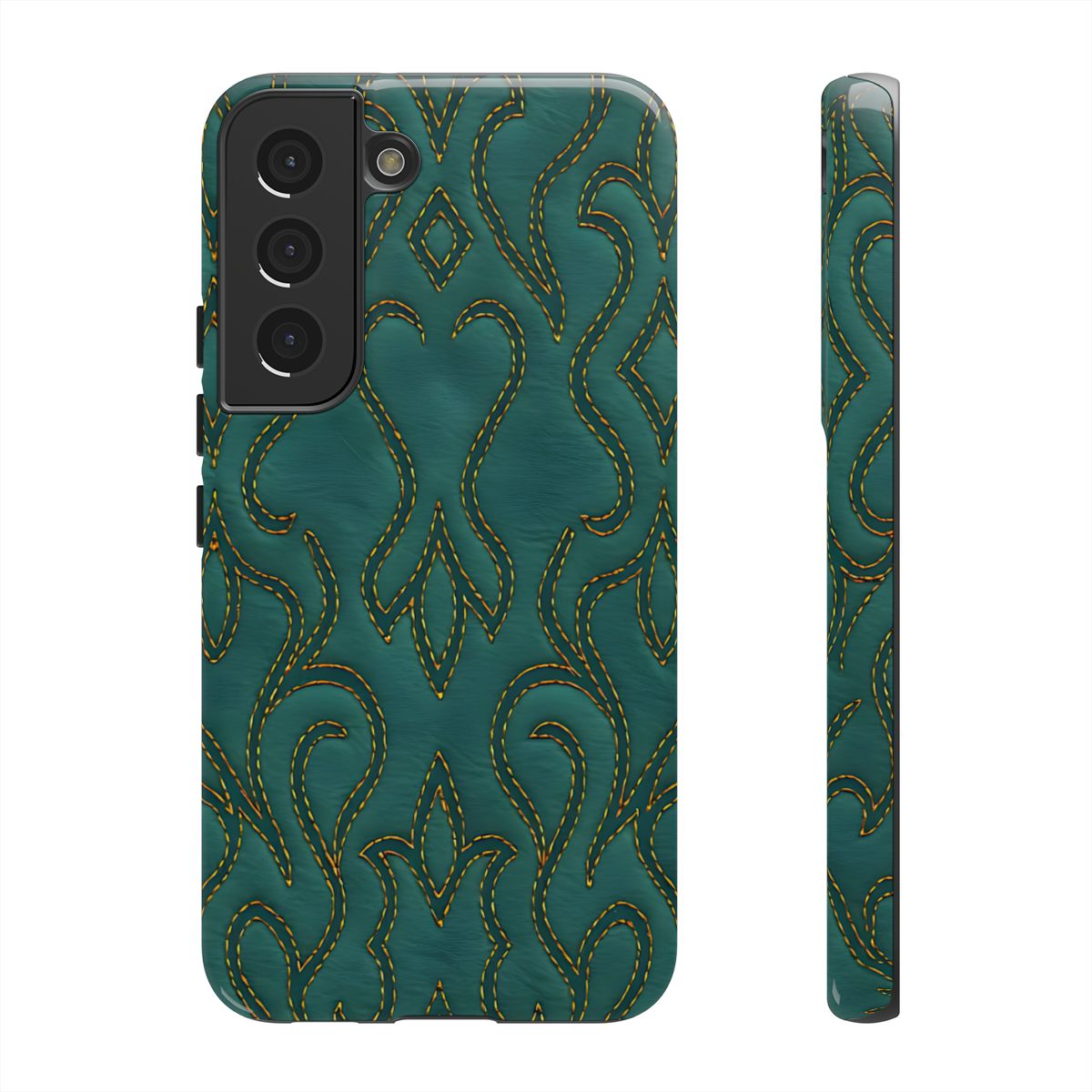 Faux Tooled Teal Stitch Tough Case
