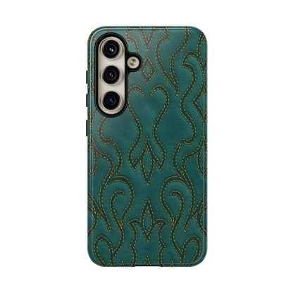 Faux Tooled Teal Stitch Tough Case