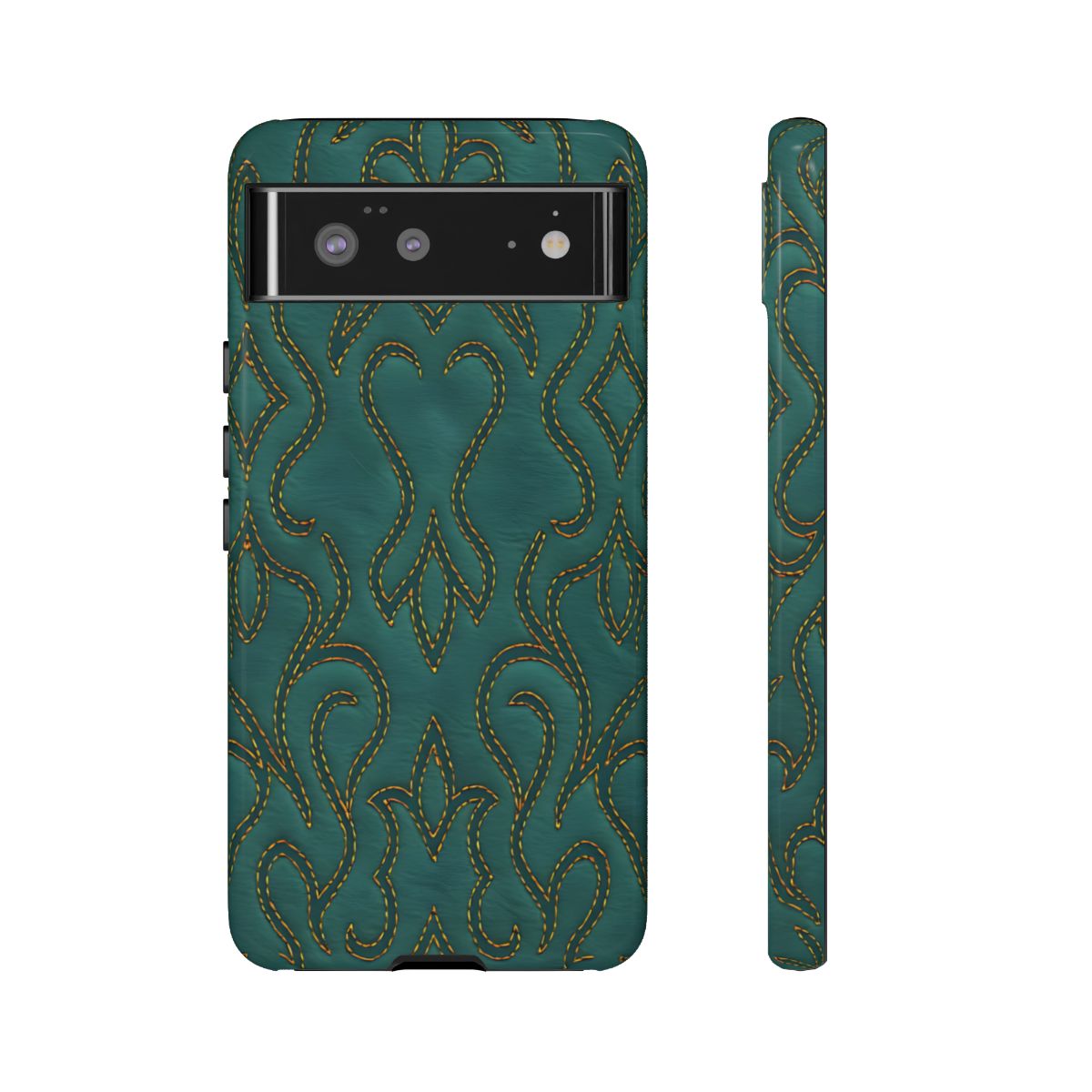 Faux Tooled Teal Stitch Tough Case