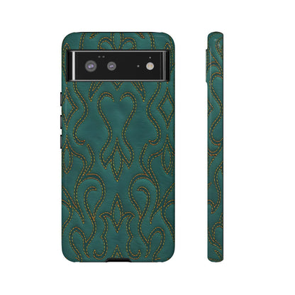 Faux Tooled Teal Stitch Tough Case