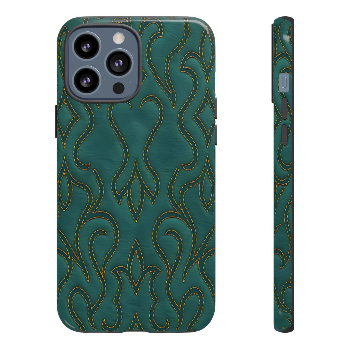 Faux Tooled Teal Stitch Tough Case