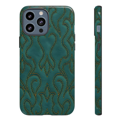 Faux Tooled Teal Stitch Tough Case