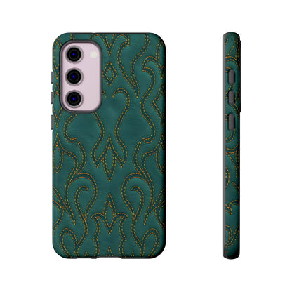 Faux Tooled Teal Stitch Tough Case