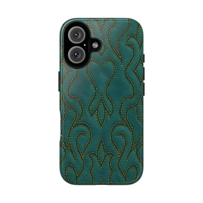 Faux Tooled Teal Stitch Tough Case