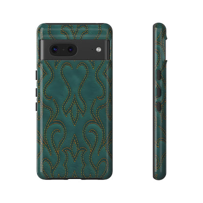 Faux Tooled Teal Stitch Tough Case