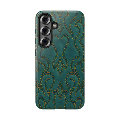 Faux Tooled Teal Stitch Tough Case